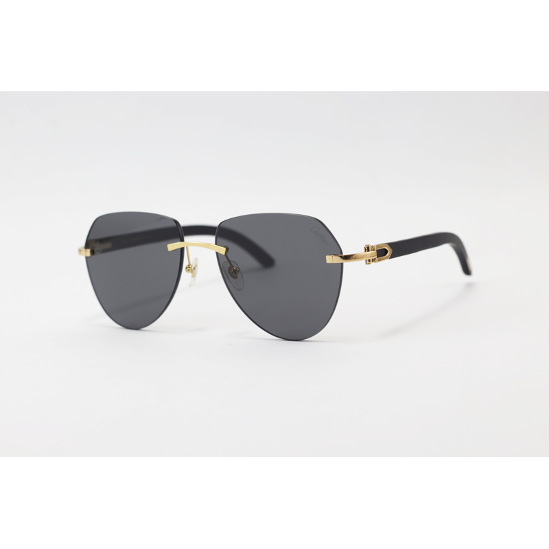 Briston Black Rimless Aviator Sunglasses