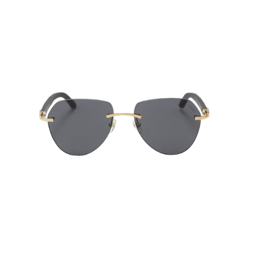 Briston Black Rimless Aviator Sunglasses